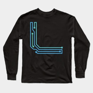 Alphabet L Circuit Typography Design Long Sleeve T-Shirt